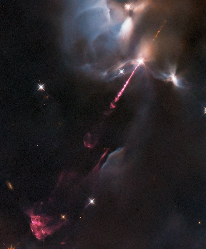 Hubble Space Telescope's Photo of a Jet of Gas From a Young Star Revealed by ESA