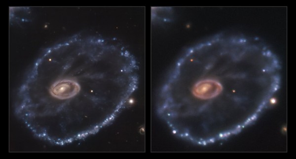 Il nuovo telescopio tecnologico dell’ESO cattura l’immagine di una nuova supernova nella galassia Cartwheel