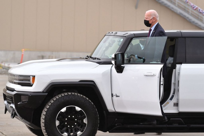 U.S. President Joe Biden driving GMC’s Hummer EV. 