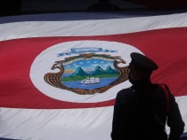 Costa Rica flag with guard