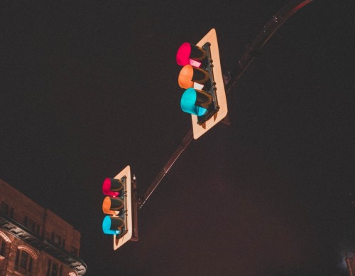two three-color traffic lights