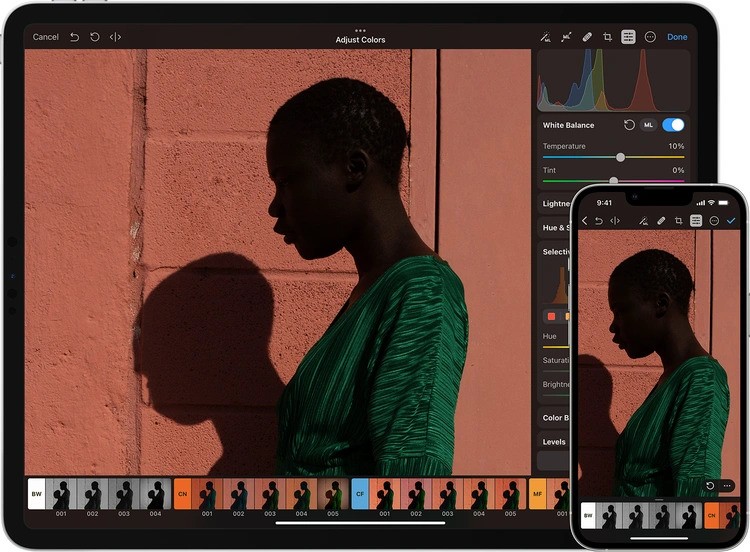 Pixelmator on tablet and smartphone