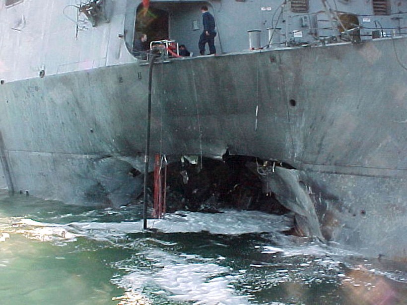 USS Cole explosion damage