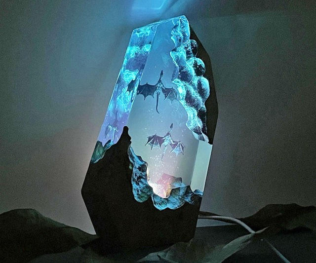 5 Cool Tech Stuff You Can Buy From a Website Called This is Why I'm Broke - Ice and Fire Dragons Wood Lamp