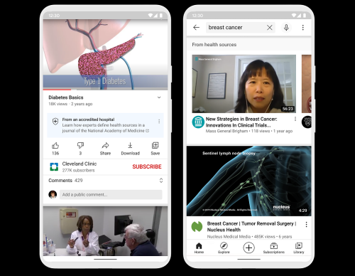 YouTube new healthcare features