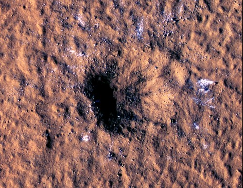 Mars meteoroid impact crater
