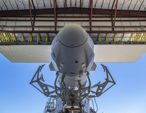 SpaceX falcon 9 rocket worm's eye view