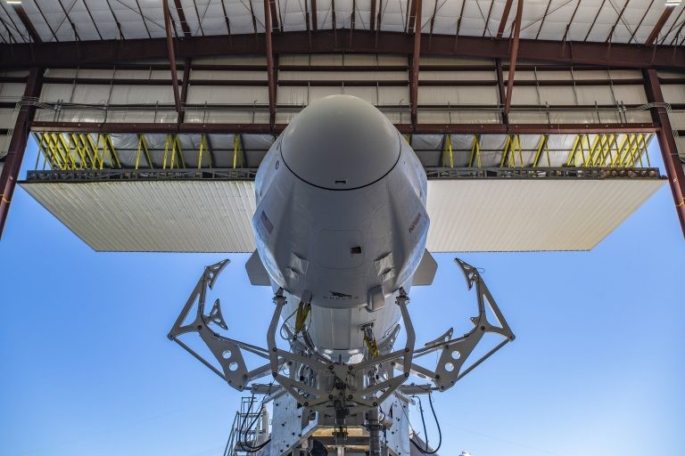 SpaceX falcon 9 rocket worm's eye view