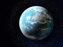 Illustration of Space Debris Around Planet Earth