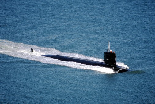 High Angle View of Navy Submarine