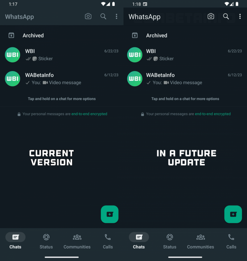 WhatsApp new interface