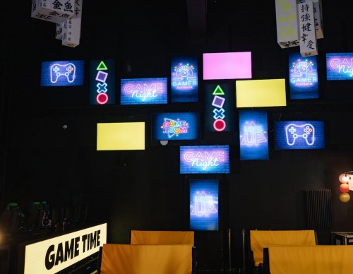 Neon Signages Inside a Computer Gaming Shop