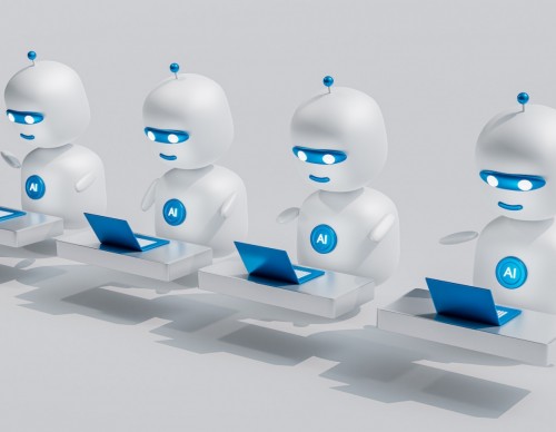  A group of artificial intelligence robots answering the question