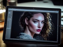 Adult woman exuding elegance in studio portrait generative AI