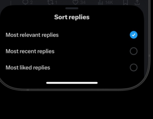 X Sort Replies Feature Now Available