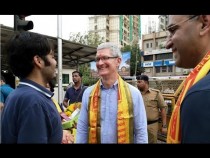 Apple CEO Tim Cook interacts with people in India during his recent visit to the country.