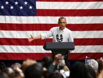 U.S. President Barack Obama speaks at a campaign fundraising event at the Bridgeport Art Center in Chicago, August 12, 2012.