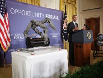 President Obama Speaks About Manufacturing Innovation Institutes In East Room Of White House