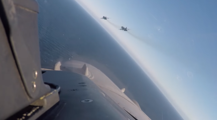 Two Russian Air Force Fighters Spotted Flying Over a US Destroyer were Intercepted by a Belgian F-16 Fighter Jet