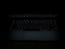 Hacker's laptop in the dark