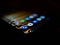 An Android phone in the dark