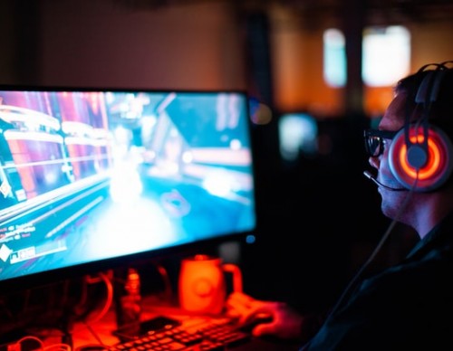 Man using gaming PC