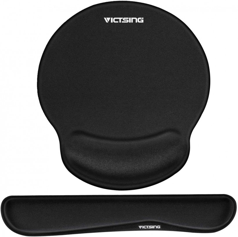 VicTsing Keyboard Wrist Rest and Mouse Pad with Wrist Support, Memory Foam Set for Computer/Laptop/Mac, Durable & Comfortable & Lightweight for Easy Typing & Pain Relief - Black