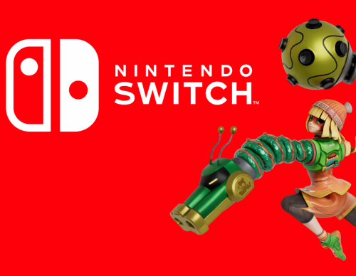 Nintendo Switch logo with Min Min from ARMS