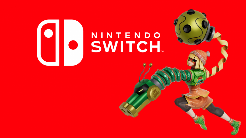Nintendo Switch logo with Min Min from ARMS