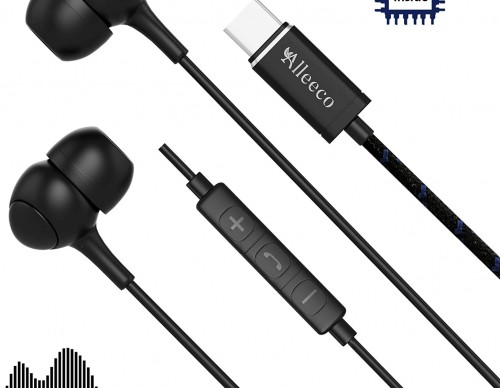 Deep Bass USB-C Earbuds, Ergonomic Hi-Fi Type C Headphones, Low Profile Soft Touch, Noise Isolating USB C Earphones, Microphone/Inline Ctrl - for Pixel 2/3/4/XL, iPad Pro 2018, Note 10/+/5G and More