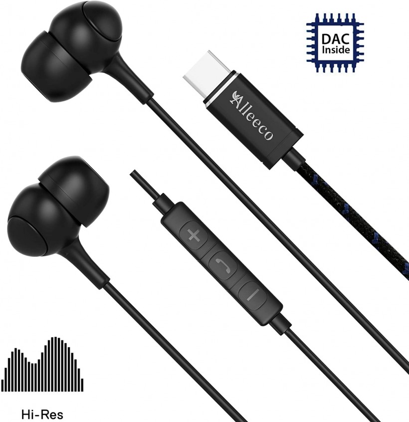 Deep Bass USB-C Earbuds, Ergonomic Hi-Fi Type C Headphones, Low Profile Soft Touch, Noise Isolating USB C Earphones, Microphone/Inline Ctrl - for Pixel 2/3/4/XL, iPad Pro 2018, Note 10/+/5G and More