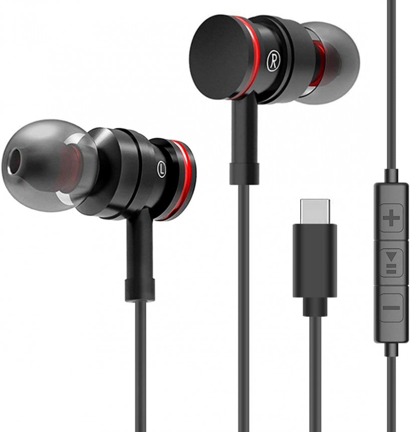 USB Type C Earphones Stereo in Ear Earbuds Headphones with Microphone Bass Earbud with Mic and Volume Control Compatible with Google Pixel 2/XL, Xiaomi, Huawei and More