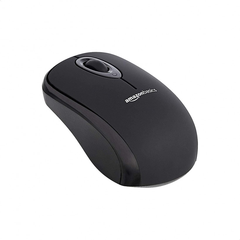 AmazonBasics Wireless Computer Mouse with USB Nano Receiver - Black