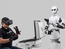 A human operating a Telexistence robot