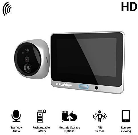 LaView Wireless Video Doorbell, Wi-Fi Door Bell Camera, Peephole Camera with LED Touch Screen, Wire-Free/Rechargeable Battery/Night Vision/Two-Way Audio/Mobile View