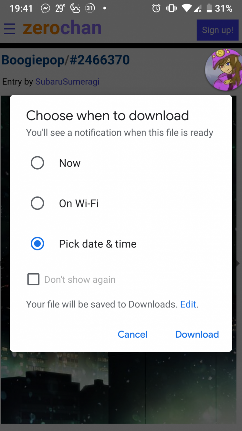 Google Chrome Canary Download Scheduling Pop-up