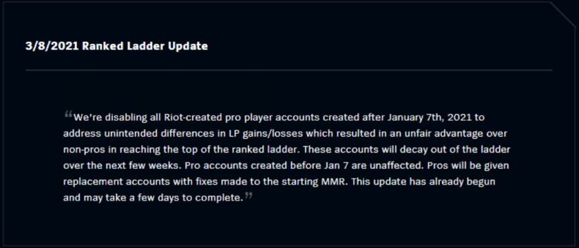 Riot Disables League of Legends Pro Accounts-- Unfair LP Gains Over Regular Players Discovered 